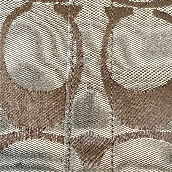 Coach Signature Jacquard Canvas & Patent Leather Hobo Shoulder Bag Khaki/Brown - Picture 6 of 11